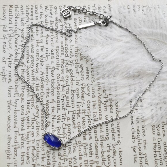 Kendra Scott Elisa Cobalt Cat's Eye Silver Necklace - Picture 2 of 4